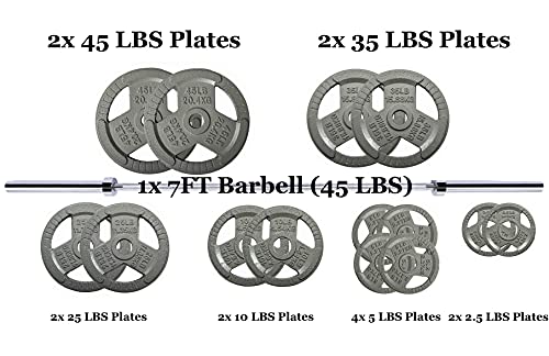 BalanceFrom 300-Pound Olympic Weight Set Including 7FT Olympic Barbell and Cast Iron Plates
