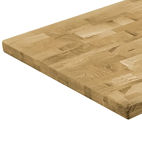 Table Top Solid Oak Wood Rectangular 1.7" 55.1"x23.6",Rustic Wooden Table Top for Dining or Coffee Table, Solid Oak Wood, Lacquered and Sanded, Naturally-derived Wood Color (55.1" x 23.6" x 7")
