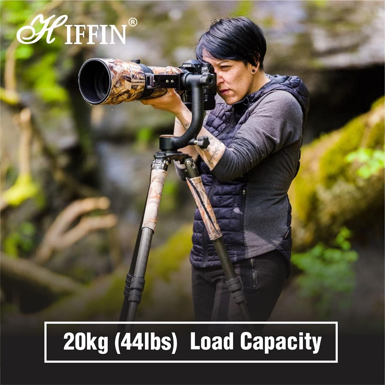 HIFFIN 360 Degree Gimble Tripod Head Panoramic Gimbal Tripod Head with Arca-Swiss Standard 1/4'' Quick Release Plate and Bubble Level for Digital