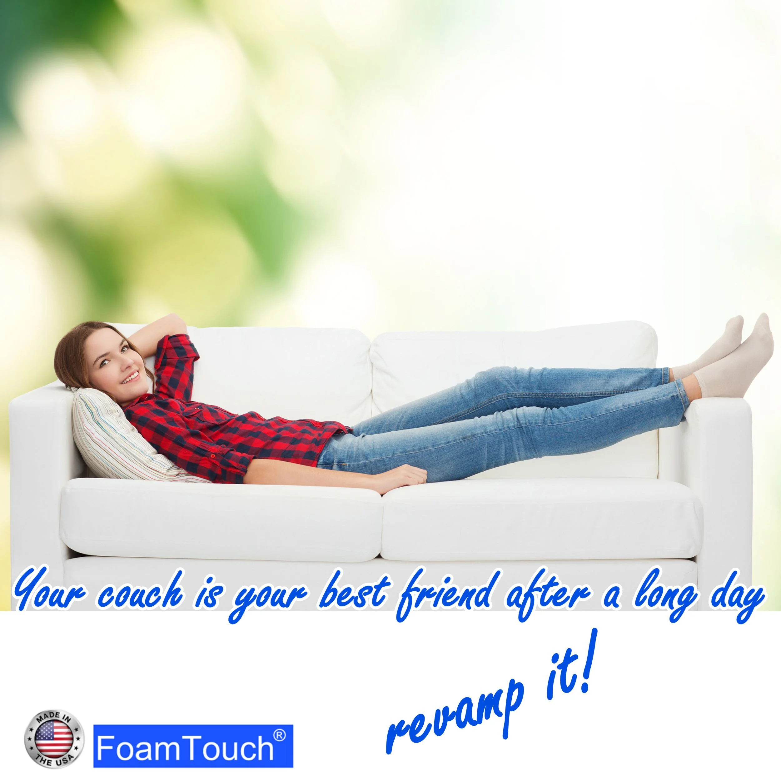 FoamTouch Upholstery Foam Cushion High Density 6" Height x 24" Width x 85" Length