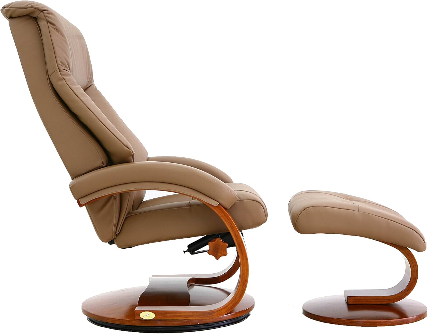 Oslo Collection by Mac Motion Mandal Recliner and Ottoman in Sand Top Grain Leather