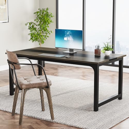 Tribesigns Modern Computer Desk, 63 x 31.5 inch Large Executive Office Desk Computer Table Study Writing Desk Workstation for Home Office, Spliced Desktop, White