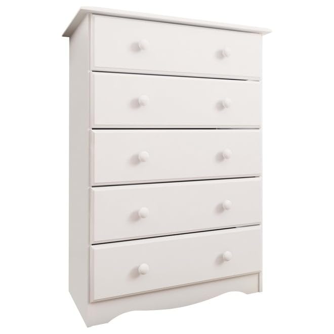 Palace Imports 100% Solid Wood 5-Drawer Chest with Metal or Wooden Knobs Honey Pine Stained Light Wood
