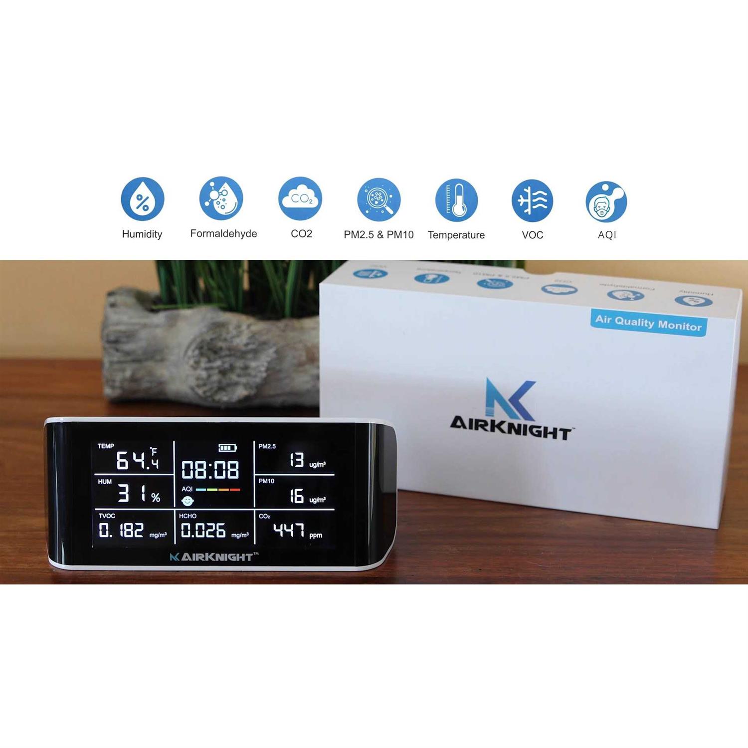 Airknight 9-in-1 Indoor Air Quality Monitor Indoor Portable CO2 Monitor - Shop Hardware Tools Online Store