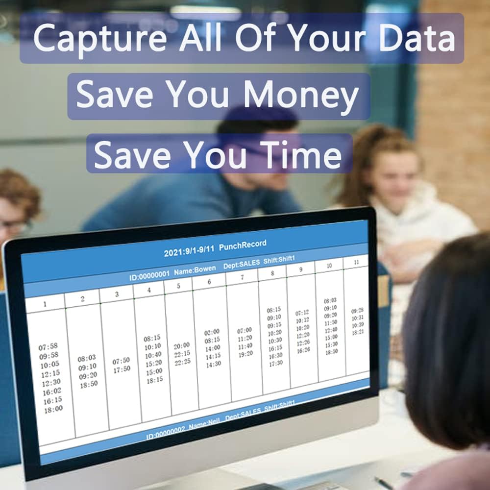 KINGHOS Employee Time Clock with Free Software, Auto Calculate Overtime and Work Hour/Deduct Lunch Time Fingerprint Time Attendance for Employees Small Business NO Monthly Fee