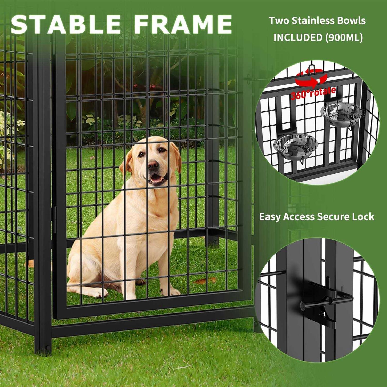 ROOMTEC Large Dog Kennel Outdoor Pet Pens Dogs Run Enclosure Animal Hutch Metal Coop Fence - Pet Supplies online store