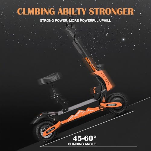 DOF 60V 27AH Electric Scooter for Adults, 5600W Dual Motor Commuter with 50MPH Speed & 40 Miles Range, Dual Brake System, Shock Absorption, 11" Vacuum Off-Road Tires, Folding E-Scooter Detachable Seat