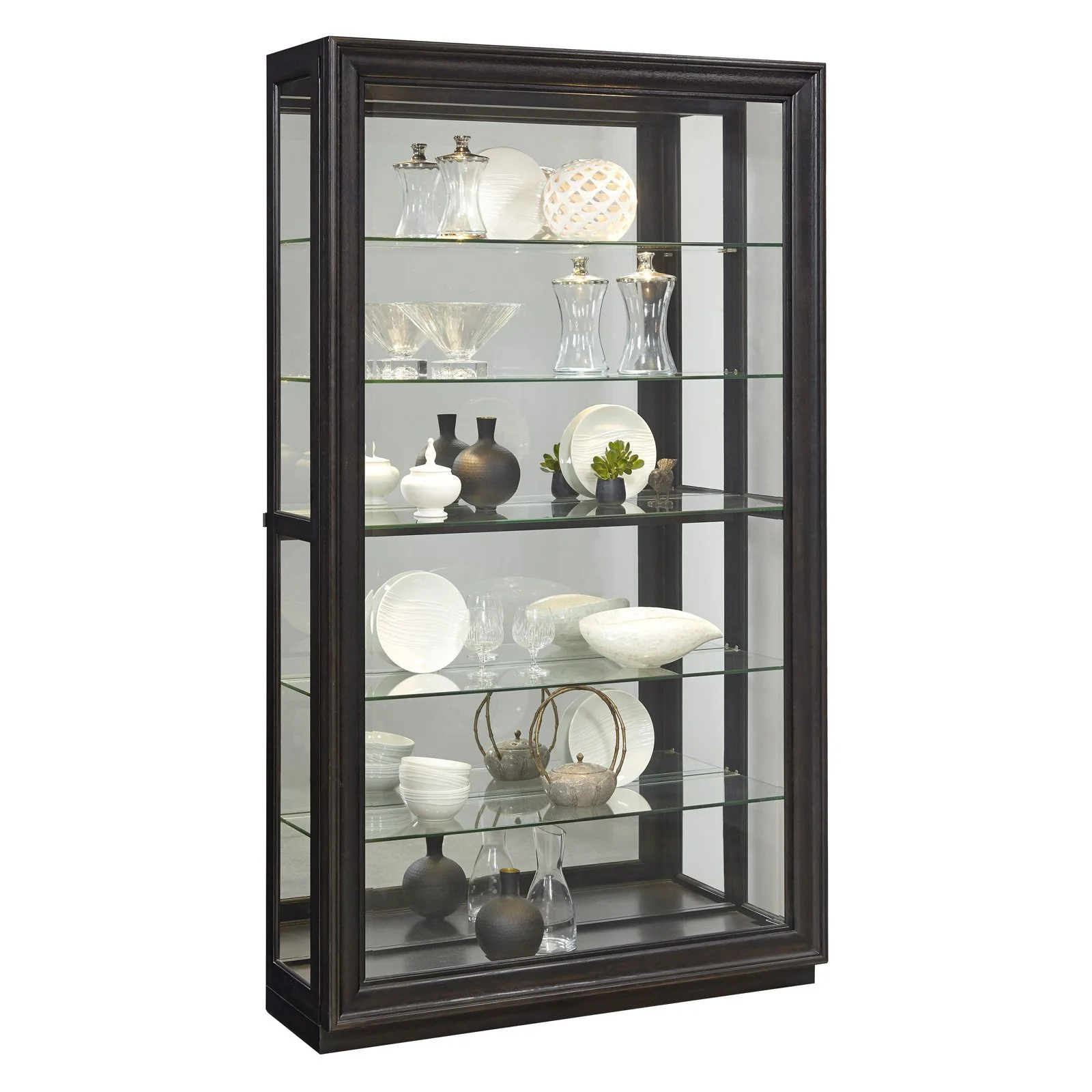 Sliding Glass Door 5 Shelf Curio Cabinet in Dark Brown by Pulaski Furniture