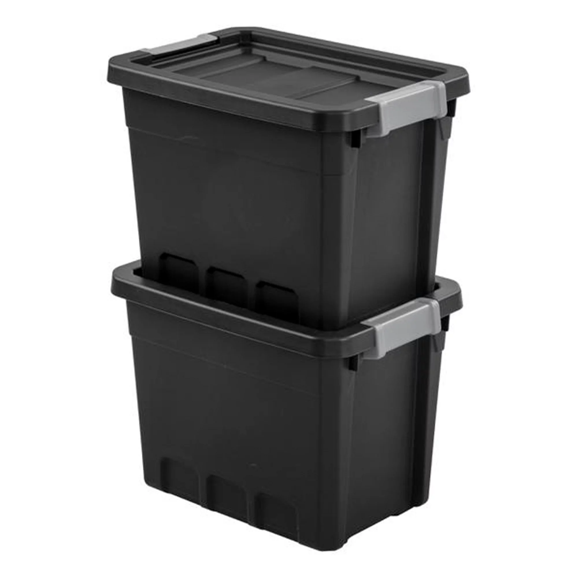 Sterilite 7.5 Gallon Industrial Storage Totes w/ Latch Lids, Black (6 Pack)