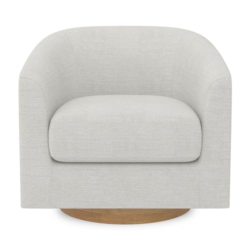 Swivel Accent Chair, Upholstered Barrel-Curved Chair with Arm and Backrest, Comfy Club Chair for Living Room, Reading Room, Bedroom, Fog Grey
