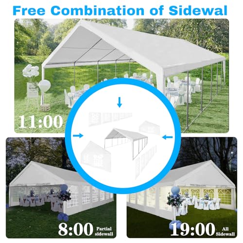 Party Tent 20x40Ft Heavy Duty Outdoor Canopy Tent Carport Gazebo Wedding Tent Carport Event Shelter Large Canopy Tent with Storage Bags