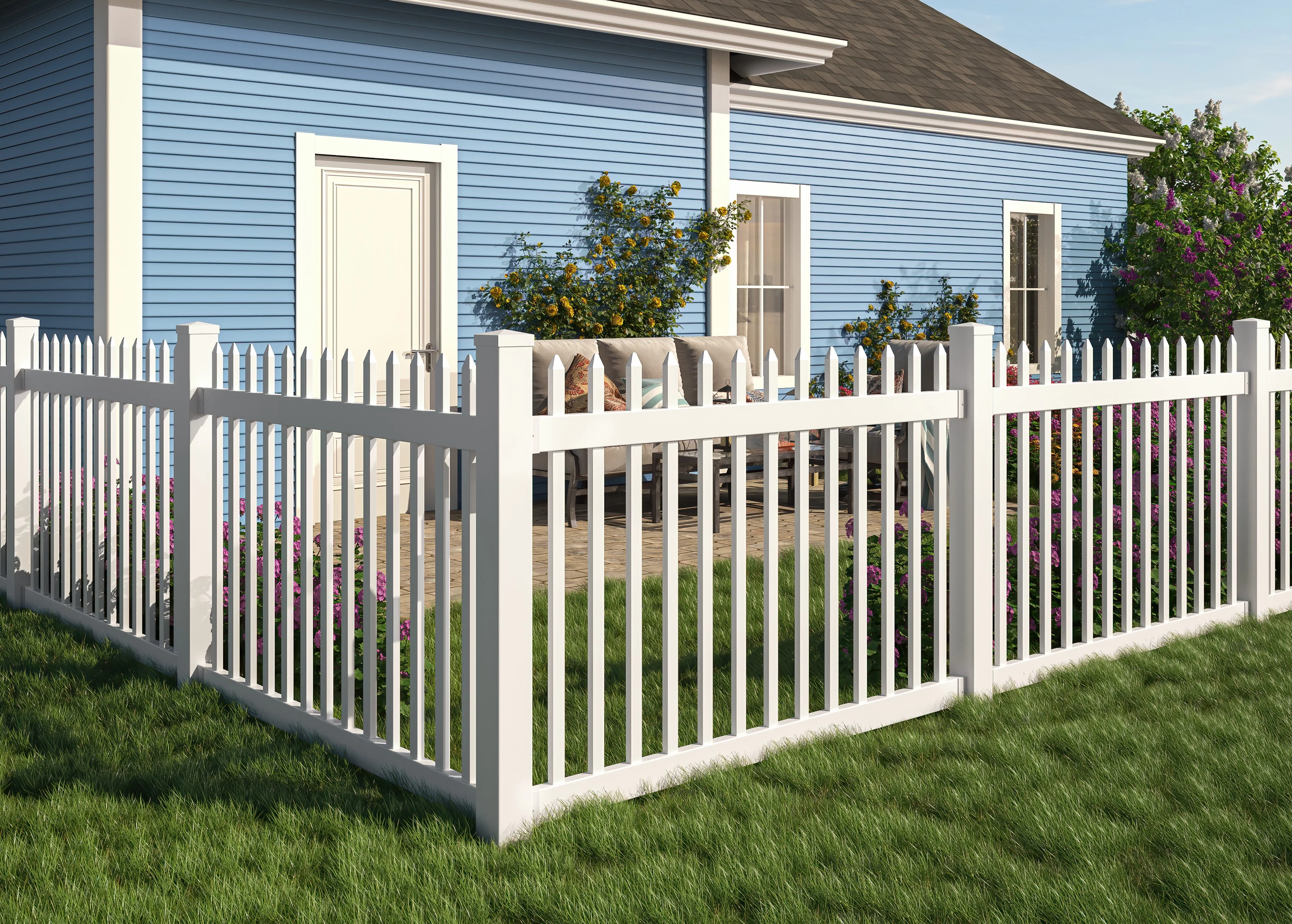 Wam Bam Fence No-Dig Permanent 4ft x 6ft Nantucket Fence with Post Anchor & Cap