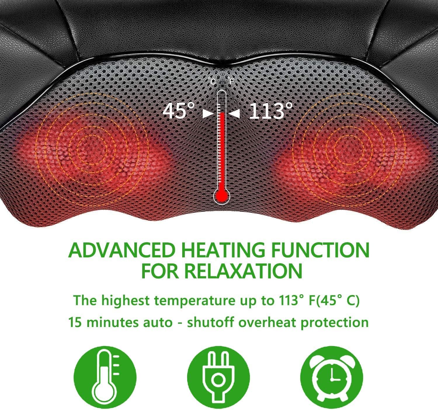Shiatsu Neck and Back Massager with Soothing Heat, Deep Tissue 3D Kneading Pillow, Electric Shiatsu Back Neck and Shoulder Massage, Shoulders, Foot, Legs