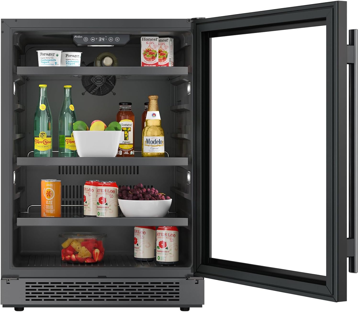 Avallon ABR242SGLH 24 Inch Wide 140 Can Energy Efficient Beverage Center with LED Lighting, Double Pane Glass, Touch Control Panel and Left Swing Door