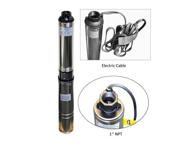 Submersible Pump, 3" Deep Well, 3/4 HP, 230V, 13 GPM, 247 ft Max, Heavy Duty