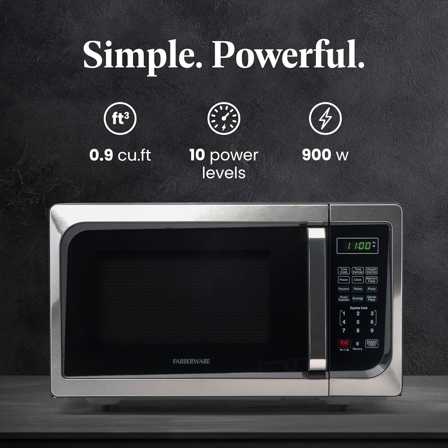 Farberware Countertop Microwave 900 Watts, 0.9 cu ft - Microwave Oven With LED Lighting & Hamilton Beach Slow Cooker, Extra Large 10 Quart, Stay or Go Portable With Lid Lock, Dishwasher Safe