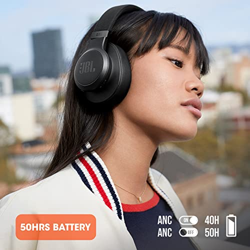 JBL Live 660NC - Wireless Over-Ear Noise Cancelling Headphones with Long Lasting Battery and Voice Assistant - White, Medium