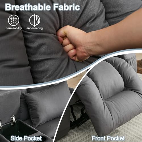 65" Loveseat Recliner Reclining Loveseat with Console - Comfy Manual RV Recliner Loveseat Sofa Couch Home Theater Seating with Pillows, Cup Holders - Recliner Chair for Living Room RV Furniture