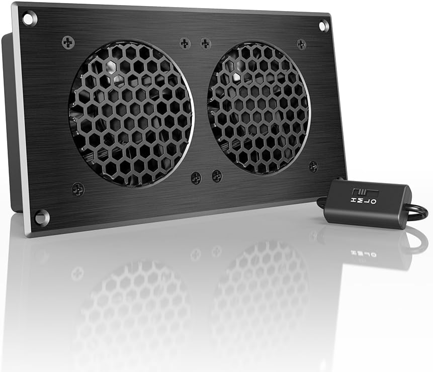 AC Infinity AIRPLATE S5, Quiet Cooling Fan System 8 with Speed Control, for Home Theater AV Cabinets Pack of 2