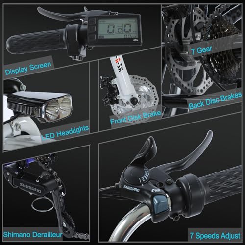 HOLAA Electric Tricycle for Adults 3 Wheel Electric Bicycle, 24" Electric Bicycle with 350w Motor & Removable 36V 12Ah Lithium Battery