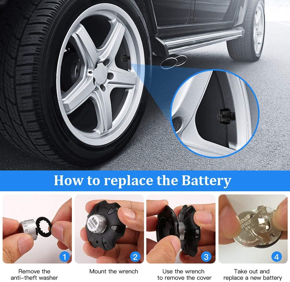 Tire Pressure Monitoring System TPMS,Blueskysea 6 External Sensors with Real-time Alarm Pressure Temperature LCD Color Screen For 4-6 Tires' Car RV Tow Trailer Pickup Truck Van (U8B6)