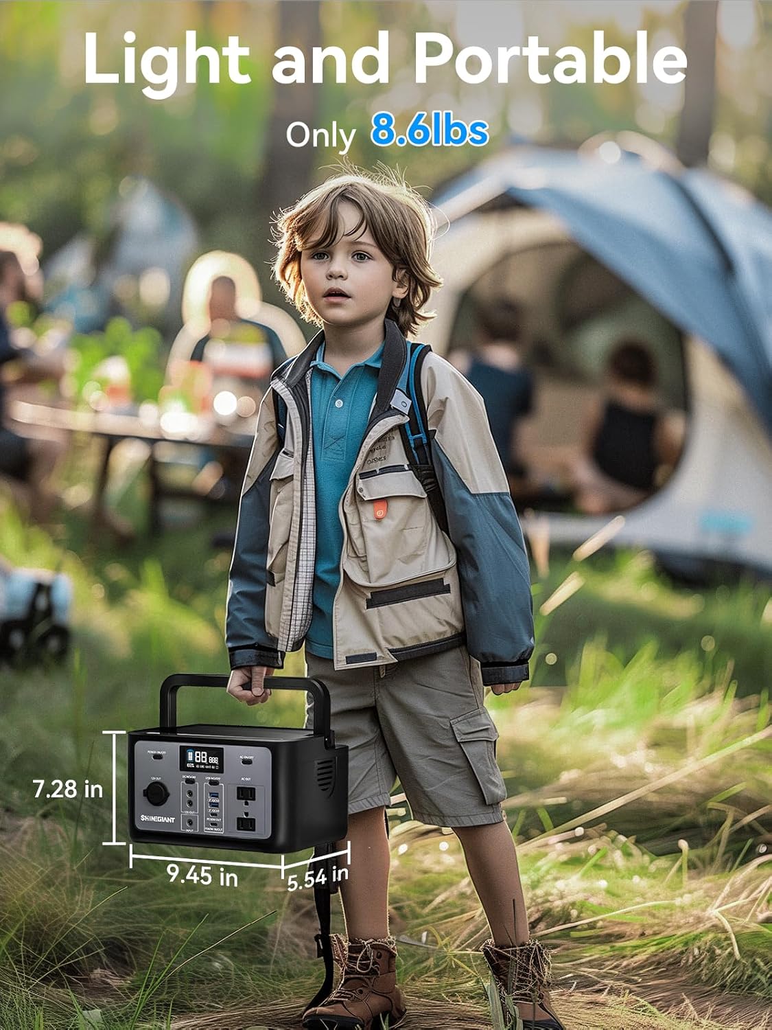 Portable Power Station 300W, SHINEGIANT 256Wh LiFePo4 Power Station with USB-C PD60W, 120V Pure Sine Wave AC Outlet, Solar Generator for Camping, Small Generator for Outdoor Travel Emergency Home Use