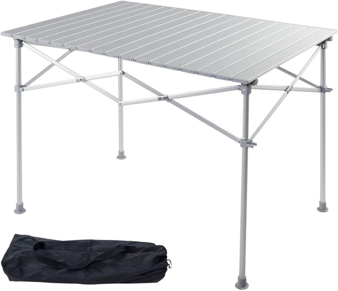 Giantex Portable Camping Table Aluminum Folding Table Lightweight Outdoor Roll Up Picnic Table with Storage Bag (40 Lx 28 Wx 28 H)