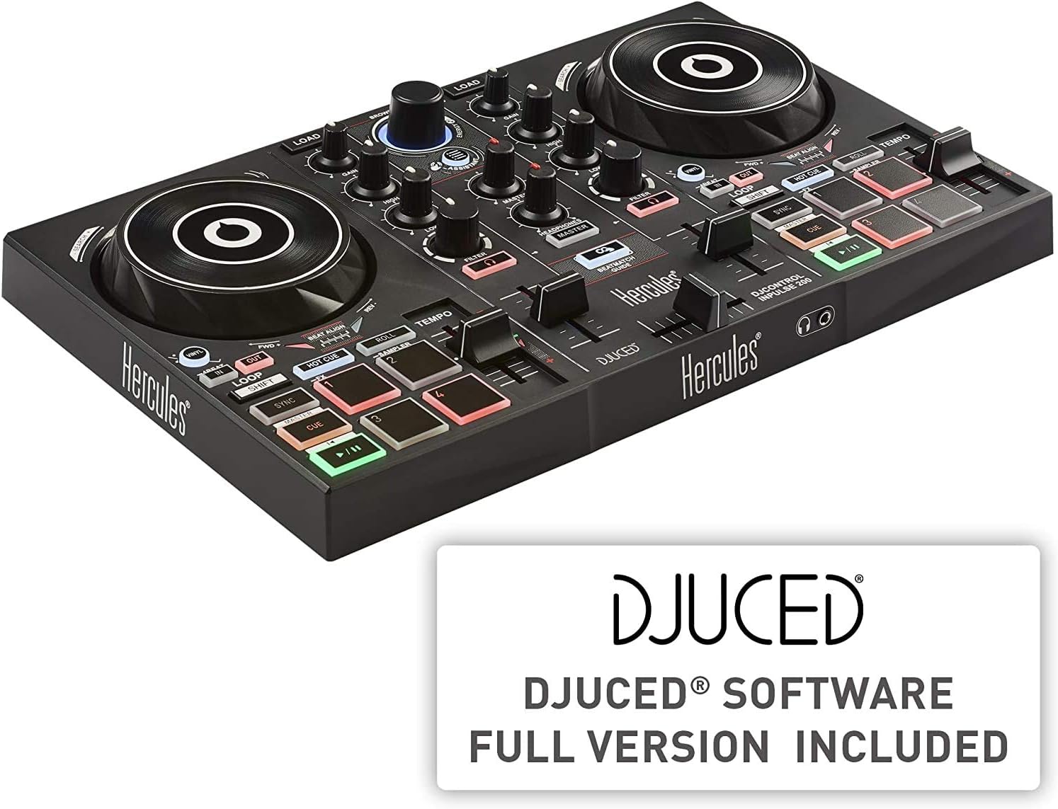 Hercules DJ Control Inpulse 200 DJ Controller with MH110 Studio Headphones