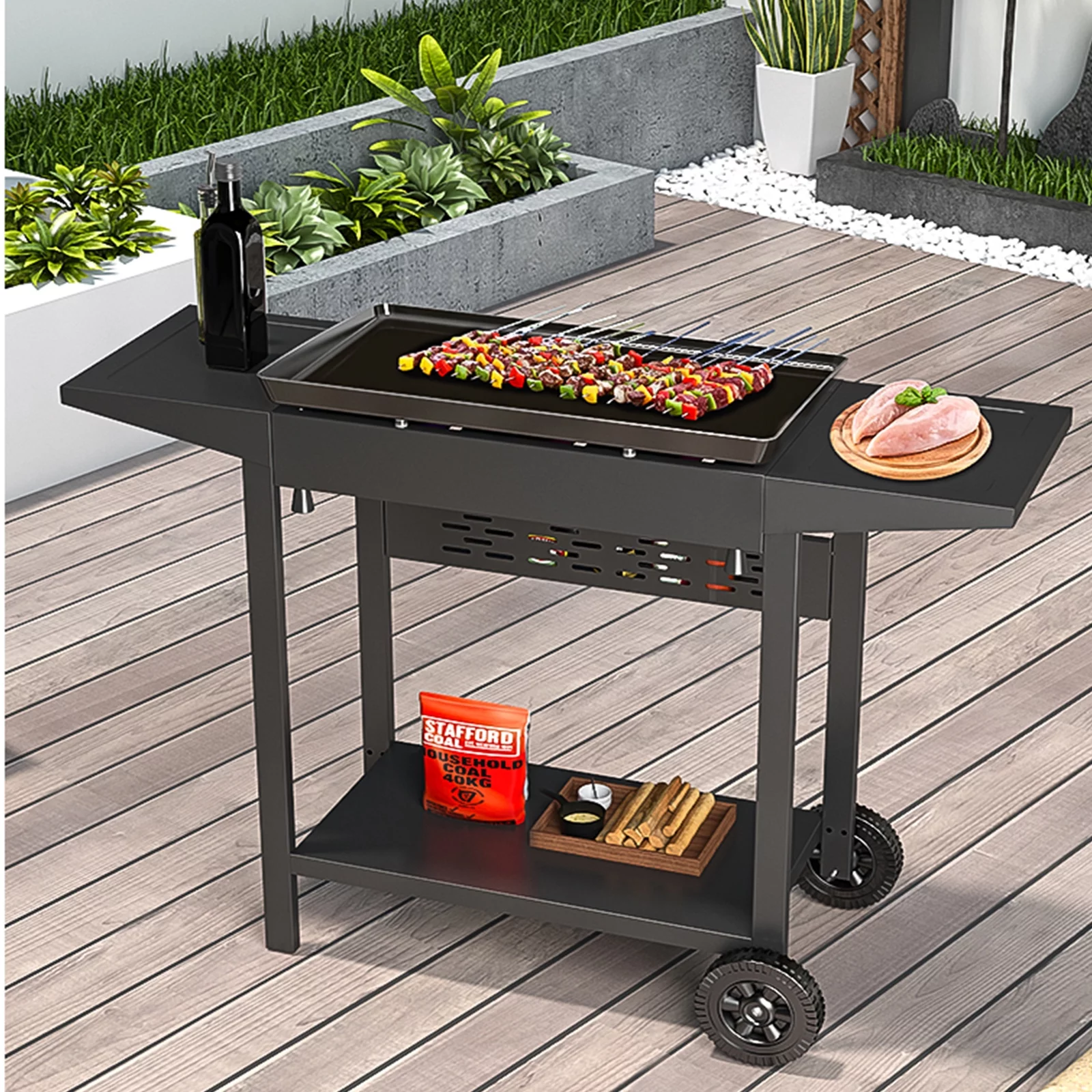 YouYeap 4 Burner Propane Gas Grill Flat Top Griddle Grill, Black