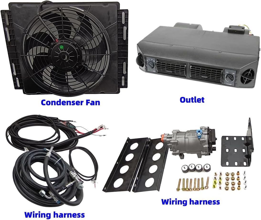 12V Air Conditioner Auto Universal Under Dash A/C Kit Heating and Cooling Car ac System Fit for Van Auto RVs Truck Electric Parking air Conditioning Energy Saving (Heat&Cool 404-100-01)