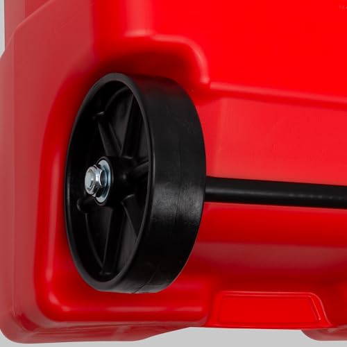 Scepter Flo N' Go Duramax 14 Gallon Portable Gas Fuel Tank Container Caddy with LE Fluid Transfer Siphon Pump and 10 Foot Long Hose, Red