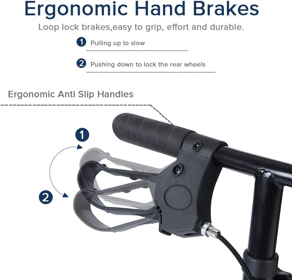 ELENKER Knee Scooter Economy Steerable Knee Walker Ultra Compact & Portable Crutch Alternative with Basket Braking System for Ankle/Foot/Leg Injury or Surgery Black