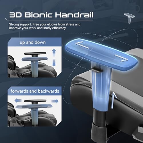 Black Gaming Chair, Ergonomic Computer Chair, Height Adjustable Game Chair, Racing Style Gamer Chair with Headrest and Lumbar Support (Blackgray)