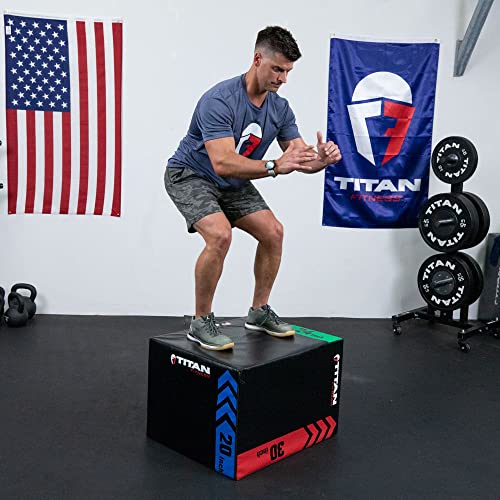 Titan Fitness Heavy Foam Plyometric Box, Pro-Duty HIIT Exercise Foam Plyo Box, Step-Up, Box Squat, Home Garage Gym Training, Youth Sizes and Regular Sizes