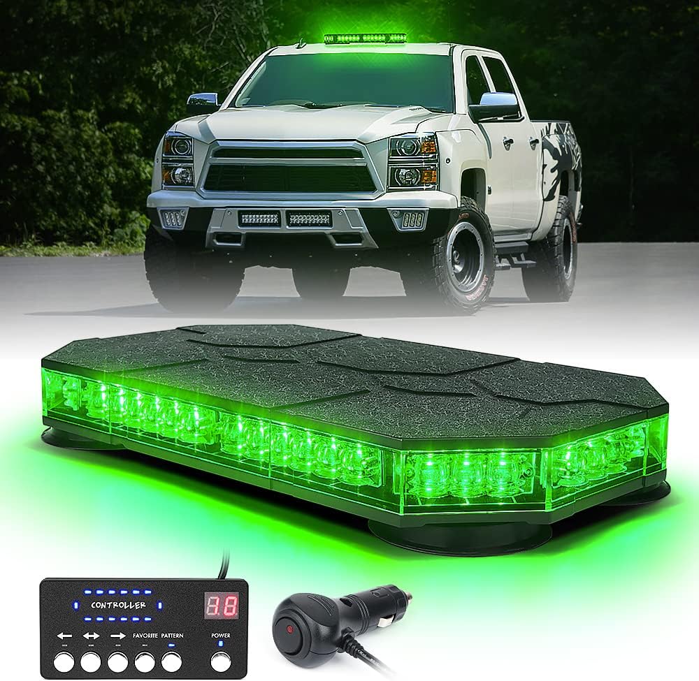 Xprite Blue LED Rooftop Strobe Beacon Lights Bar, Magnetic Mount Emergency Traffic Security Warning Caution Flashing Police Light, for Law Enforcement Volunteer Firefighter POV Vehicles Trucks Pack of 2