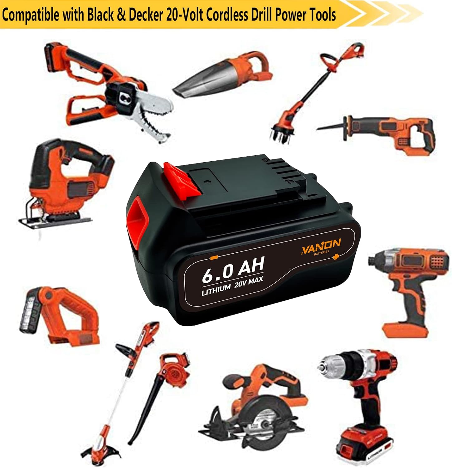 2Pack Lithium LB2X4020 6.0Ah 20V MAX Replacement for Black and Decker 20V Battery LBXR20 LBXR20-OPE LB20 LBX20 LBX4020 LB2X4020-OPE Pack of 2