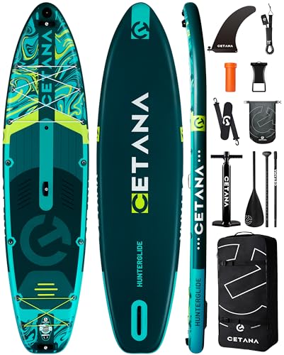 CETANA 11'6×35" Extra Wide Stand Up Paddle Board for Adults & Youth, 400lb Capacity Inflatable Paddle Board, Sup for 2+1 Person with Removable US Fin, 100L Backpack, Floating Paddle, Safety Leash