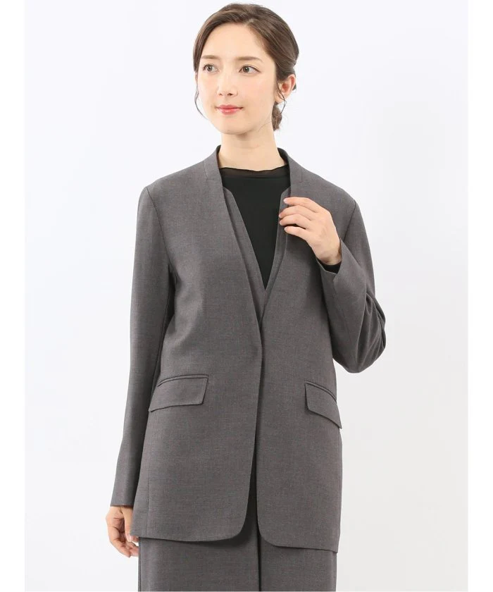 Stretch Washable Woolish No Collar Jacket