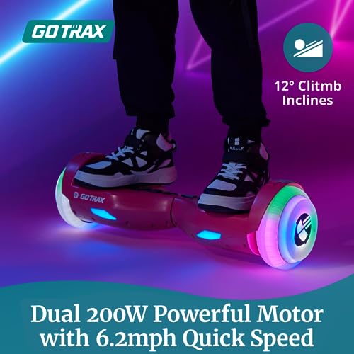 Gotrax Hoverboard with 6.5" LED Wheels & Headlight, Max 4/5 Miles Range, 6.2mph Power by Dual 200W Motor, UL2272 Certified and 50.4Wh/65.52Wh Battery Self Balancing Scooters for 44-176lbs Kids