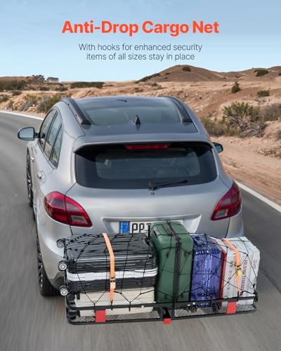 VEVOR 60x24x6 Folding Hitch Carrier - 500lb Capacity Cargo Basket & Waterproof Bag, Fits 2" Hitch Receiver for SUV, Truck, Pickup