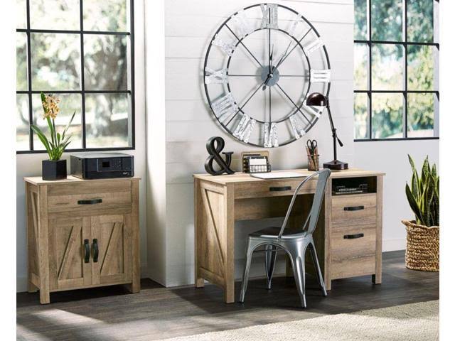 Realspace Plank 27x22W Storage Cabinet/Printer Stand, Coastal Oak