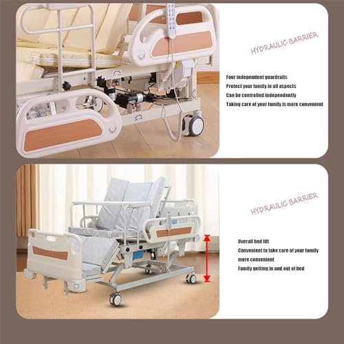 Electric Nursing Bed, Fully Automatic Medical Lifting Bed for The Elderly at Home, with Breathable Mattress and Silent Motor (C)