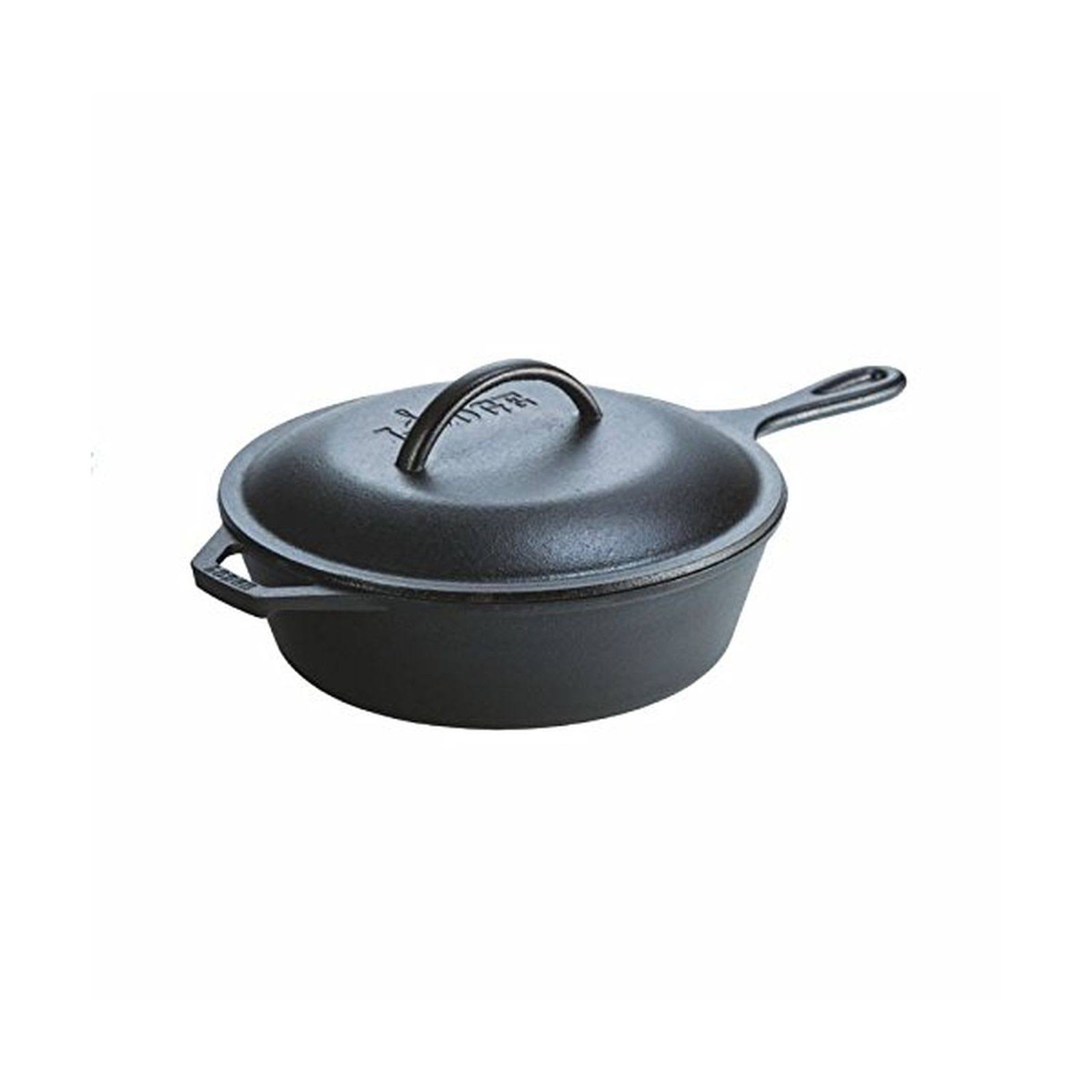Lodge L8CF3 Cast Iron Covered Chicken Fryer Pre-Seasoned 3-Quart Black
