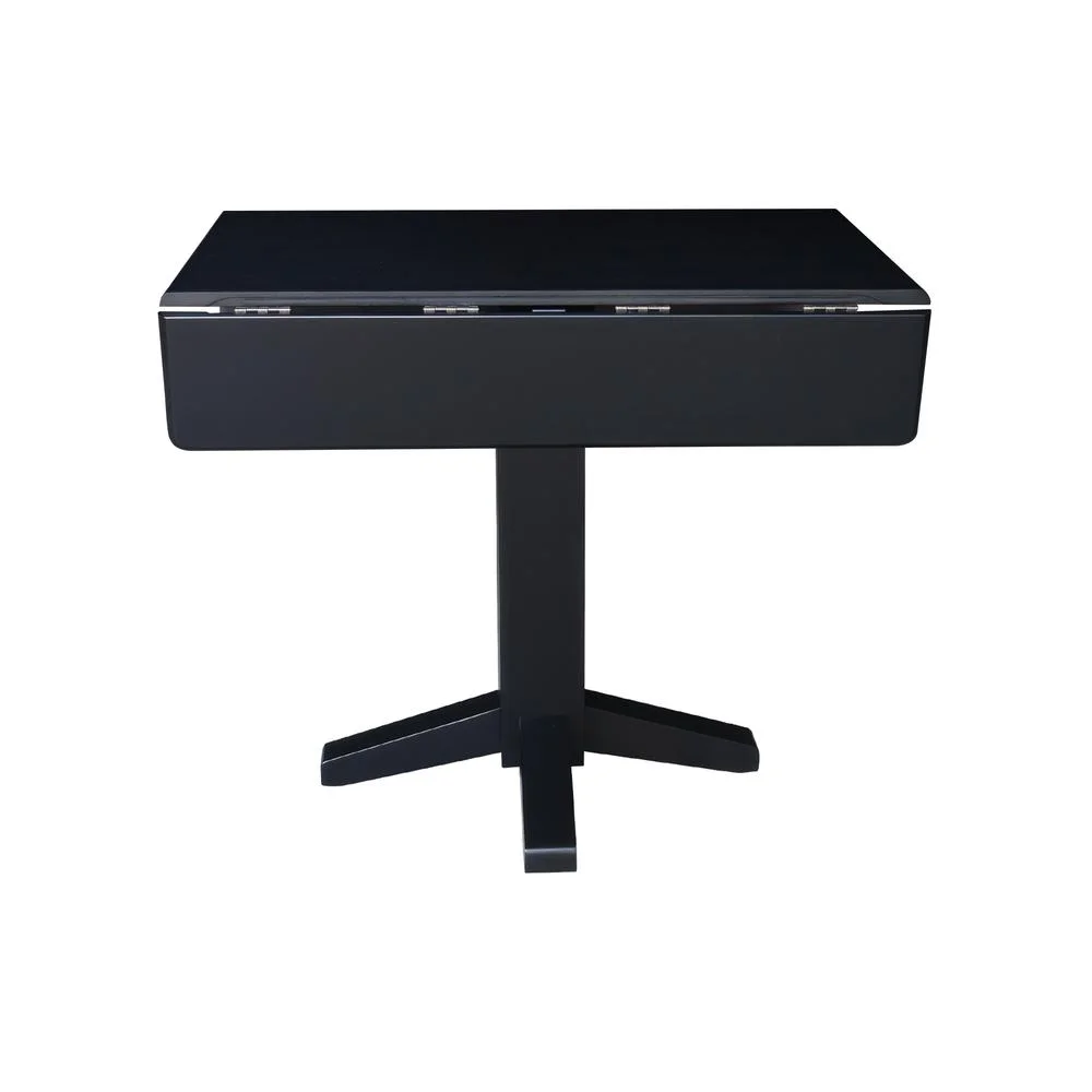 36" Solid Wood Square Dual Drop Leaf Dining Table in Black