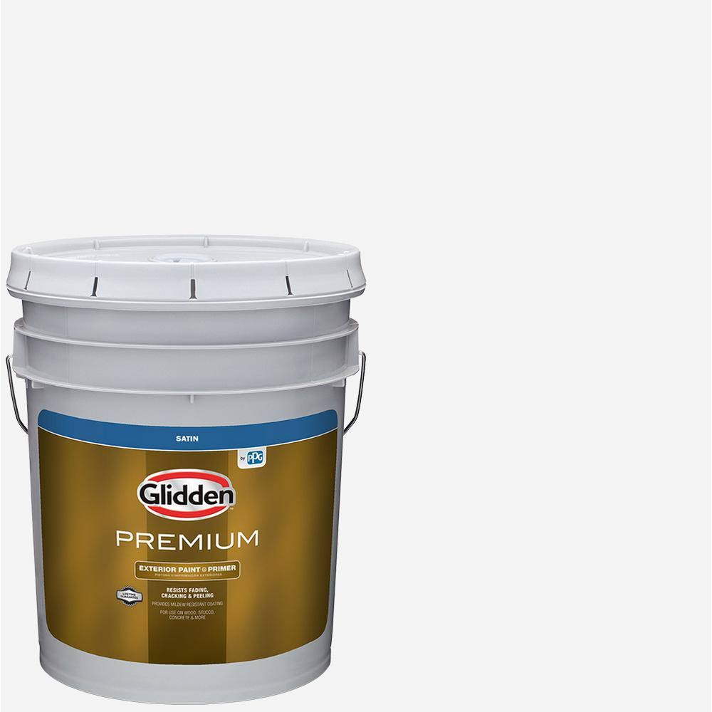 Glidden Premium 5 gal. Satin Latex Exterior Paint, White