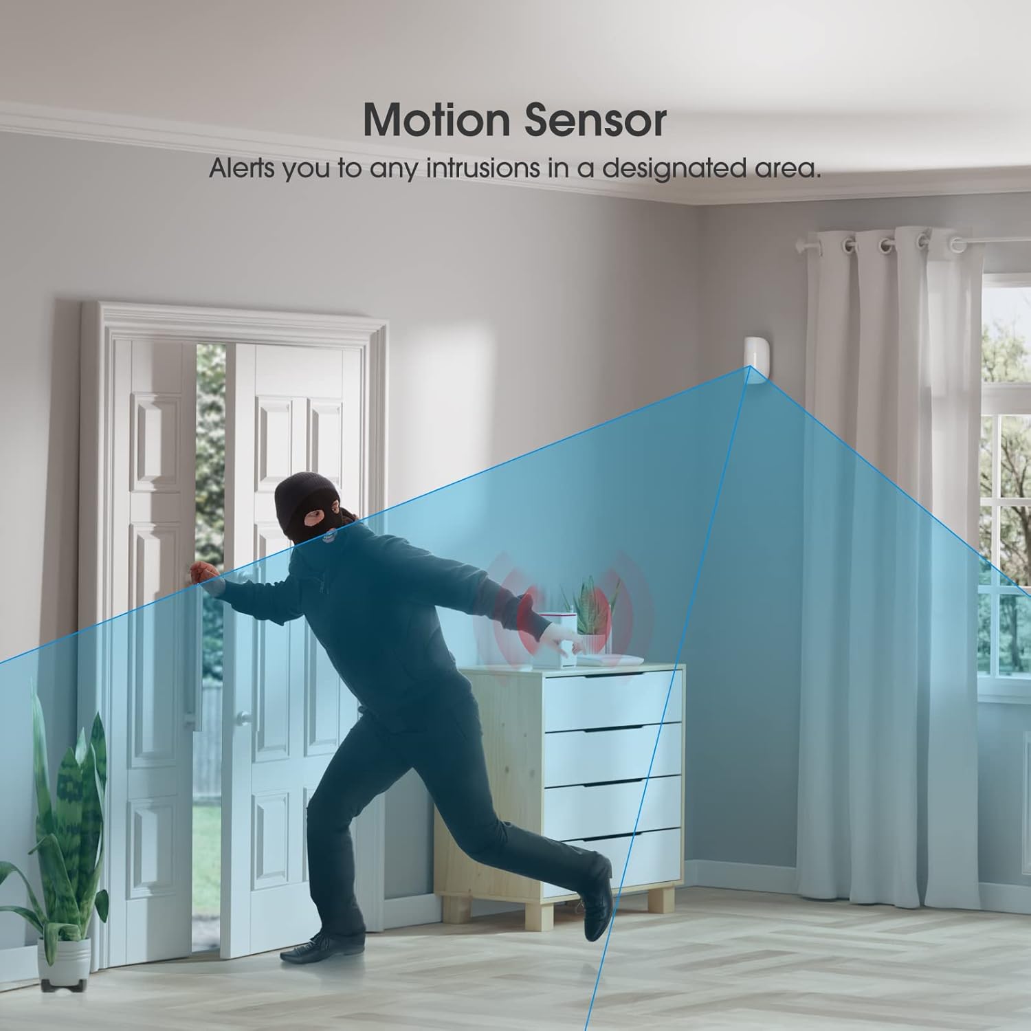 X-Sense Home Security System, 5-Piece Wireless Alarm Kit with Base Station, Motion Sensor, Entry Sensor, Remote Control, 1 1/4 Mile Wireless Range, Works with Alexa, No Contract, for Indoor Security