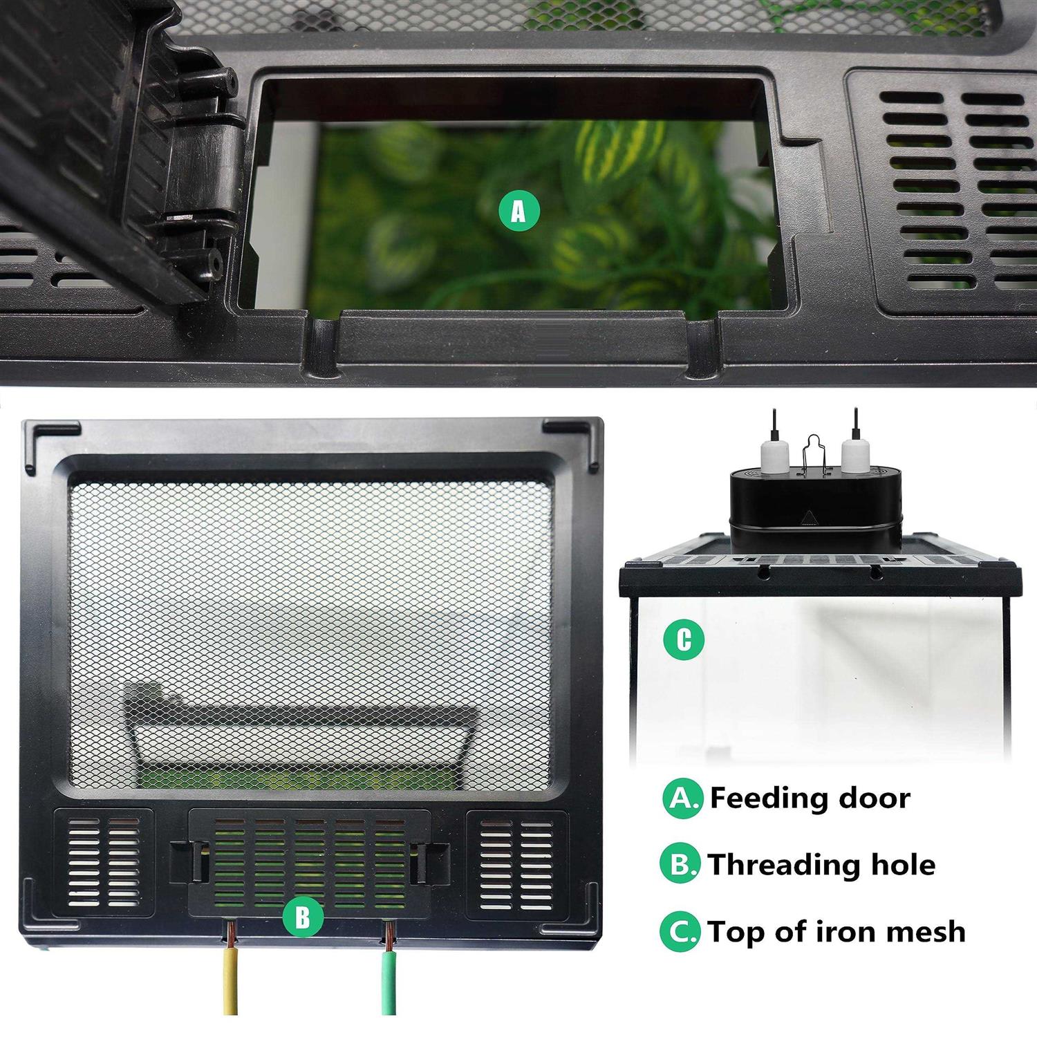 Waazoorep Mini Reptile Glass Terrarium Tank 8x8x12“ Full View with Front Opening Door and Enclosure Habitat Cage for Leopard Gecko Tarantula Young - Pet Supplies online store