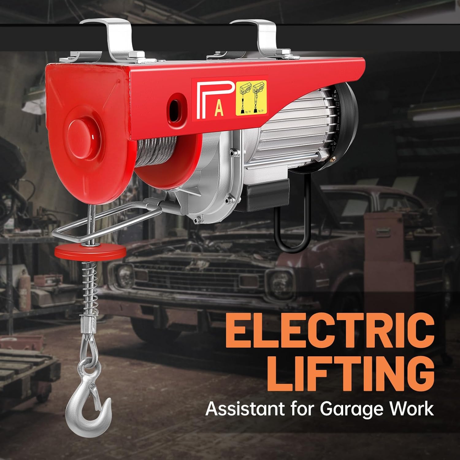 1320LBS Electric Hoist,120V Electric Hoist with Wireless Remote Control,Single/Double Slings Electric Winch,Electric Hoist Winch for Lifting in Factories, Warehouses, Construction, Building