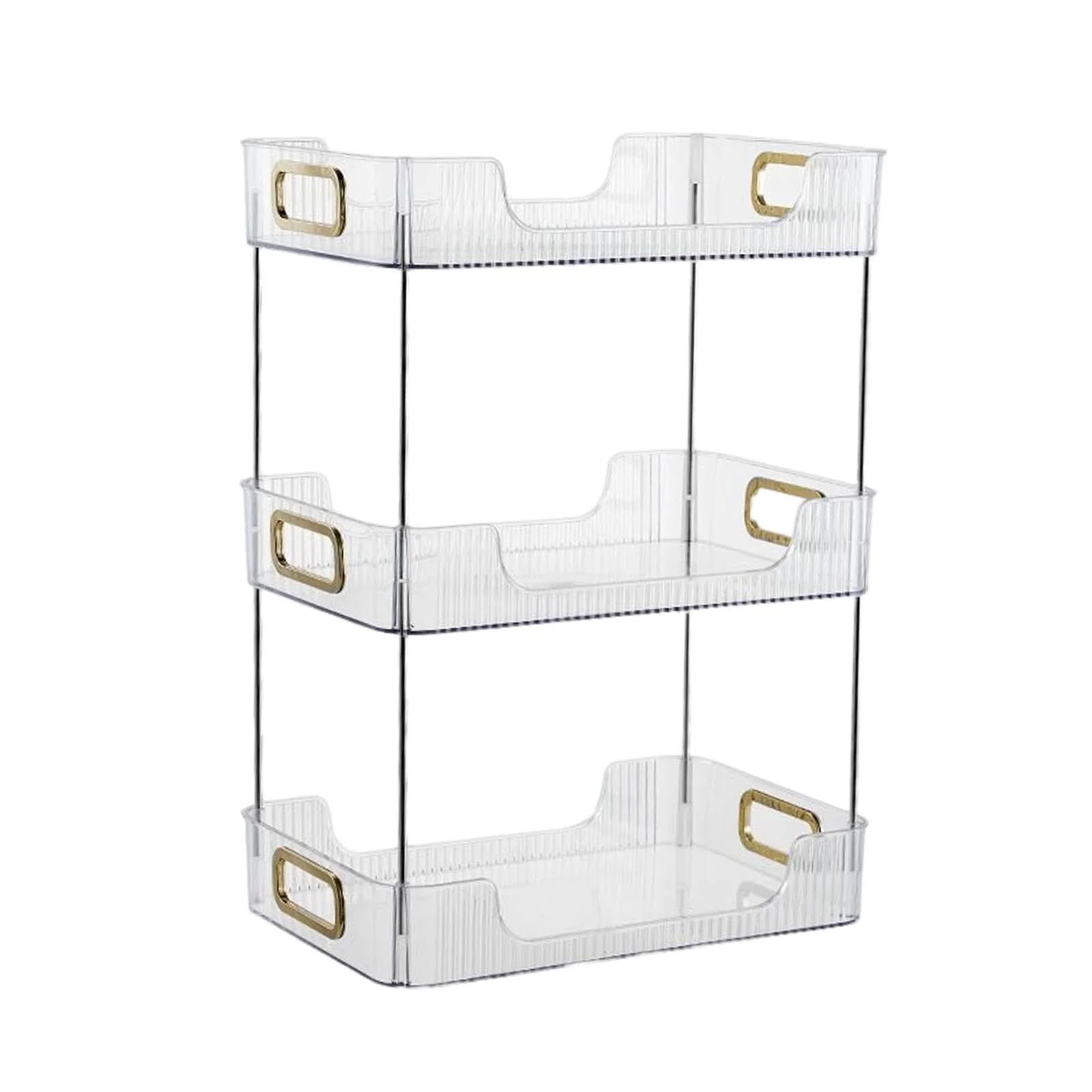 3 Tier Countertop Organizer Corner Shelf Rack Multifunctional Counter Vanity Tray Organizer Shelf, with Handles Container for Bathroom