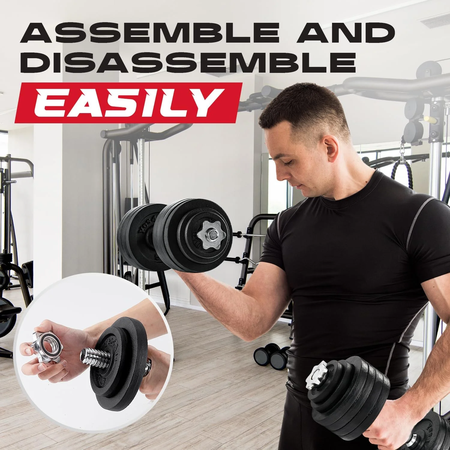 Yes4All 105 lbs Adjustable Dumbbell Weight Set For Home Gym, Cast Iron Dumbbell, Pair